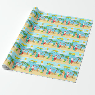Papier Cadeau Noël à la plage de Santa