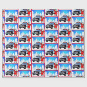Papier Cadeau Noël à la police de Père Noël (Plat)