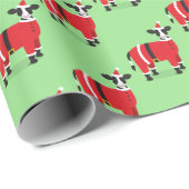 Papier Cadeau Noël à la vache père Noël (Coin rond)