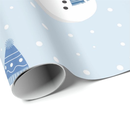 Papier Cadeau Noël à l'aquarelle Bonhommes de neige mignons Art (Coin rond)