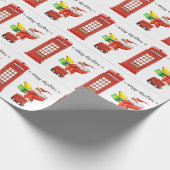 Papier Cadeau Noël à Londres avec Père Noël et cabine téléphoniq (Coin)