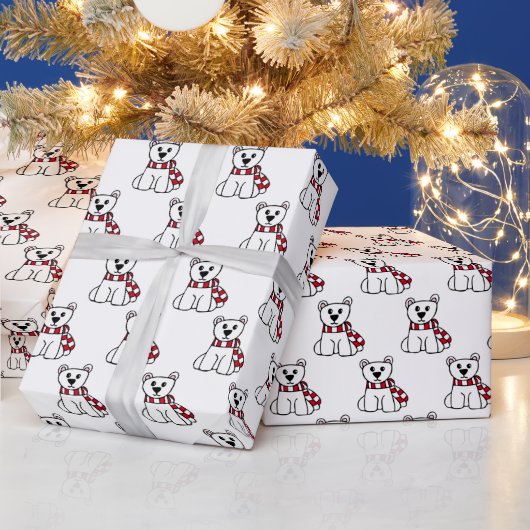 Papier Cadeau Noël à l'ours polaire (Vacances)