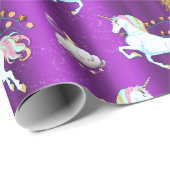 Papier Cadeau Noël à l'Unicorne violette (Coin rond)