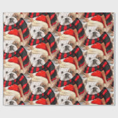 Papier Cadeau Noël à motif Bulldog anglais (Plat)