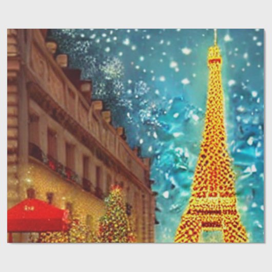 Papier Cadeau Noël à Paris (Plat)