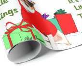 Papier Cadeau Noël à Rat Terrier (Coin rond)