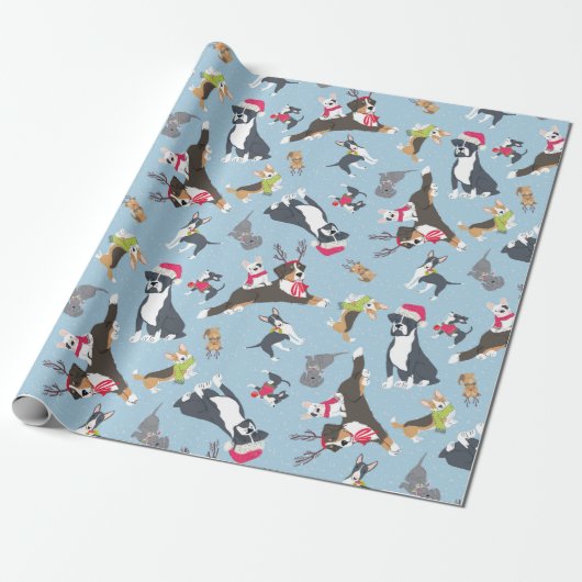 Papier Cadeau Noël À Thème Chien "Père Noël Paws" (Déroulé)