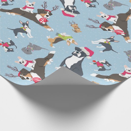 Papier Cadeau Noël À Thème Chien "Père Noël Paws" (Coin)