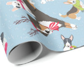 Papier Cadeau Noël À Thème Chien "Père Noël Paws" (Coin rond)