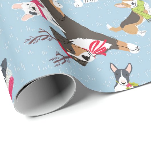 Papier Cadeau Noël À Thème Chien "Père Noël Paws" (Coin rond)