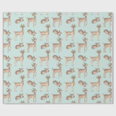 Papier Cadeau Noël à thème des Cerfs mignons (Plat)