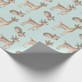 Papier Cadeau Noël à thème des Cerfs mignons (Coin)