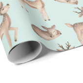 Papier Cadeau Noël à thème des Cerfs mignons (Coin rond)