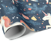 Papier Cadeau Noël à Unicorne (Coin rond)
