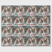 Papier Cadeau Noël adorable de chiens de basset Joyeux (Plat)
