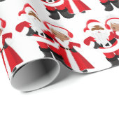 Papier Cadeau Noël Africain Américain Père Noël Mme Claus (Coin rond)