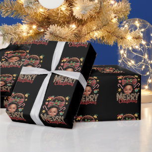 Papier Cadeau Noël Afro-Américain Maman Noire Bun Mécheux