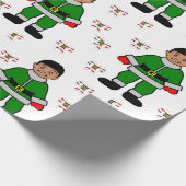 Papier Cadeau Noël Afro Boy Kid Cute Elf (Coin)