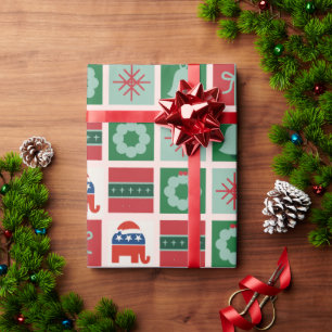 Papier Cadeau Noël Américain Patriotique Élections de mi-mandat