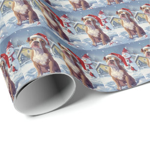 Papier Cadeau Noël American Staffordshire Winter Wonderland