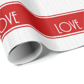 Papier Cadeau Noël Amour Rouge Blanc Couleurs Noël Fêtes (Coin rond)