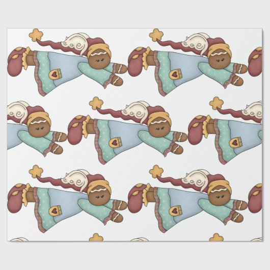 Papier Cadeau Noël Ange en pain d'épices (Plat)