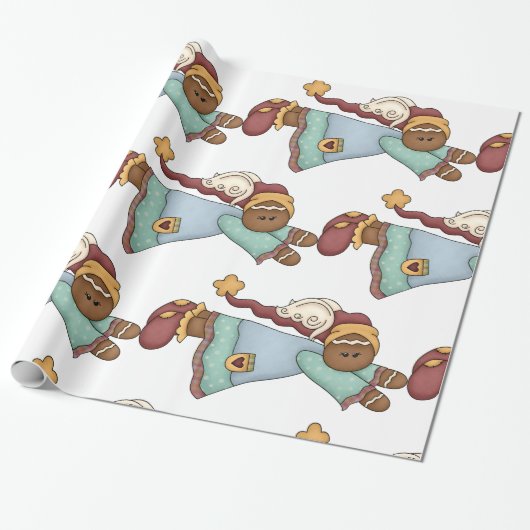 Papier Cadeau Noël Ange en pain d'épices (Déroulé)