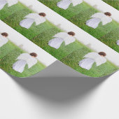 Papier Cadeau Noël Ange Fille Blanc Vert Vacances (Coin)