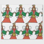 Papier Cadeau Noël Angel Drummer Fête Musique Design (Plat)