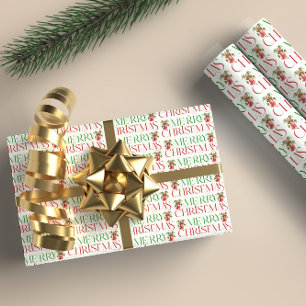 Papier Cadeau Noël Angel Merry Fancy Noël Typographie