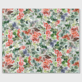 Papier Cadeau Noël Aquarelle Feuillage Holly Berry Holiday (Plat)