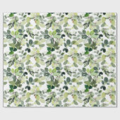 Papier Cadeau Noël Aquarelle Vacances vertes (Plat)