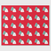 Papier Cadeau Noël Arbre Cookie Dough Mix Maison Rouge (Plat)