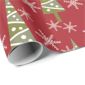 Papier Cadeau Noël Arbre et Snowflakes (Coin rond)