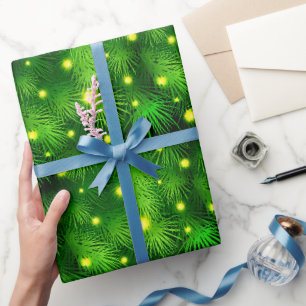Papier Cadeau Noël Arbre Lumières Noël Vert Noël