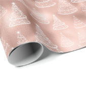 Papier Cadeau Noël Arbre Motif Rose Gold Holiday (Coin rond)