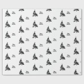 Papier Cadeau Noël Arbre Noir Blanc (Plat)