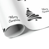Papier Cadeau Noël Arbre Noir Blanc (Coin rond)