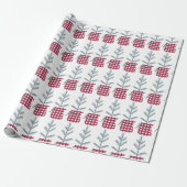 Papier Cadeau Noël Arbre Rouge Buffle rouge Chèque Plaid (Déroulé)