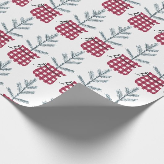 Papier Cadeau Noël Arbre Rouge Buffle rouge Chèque Plaid (Coin)