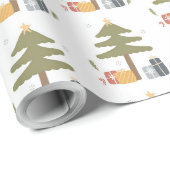 Papier Cadeau Noël Arbre Vacances Hiver Cadeaux Famille (Coin rond)