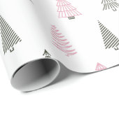 Papier Cadeau Noël Arbres de Noël Mignons (Coin rond)