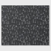 Papier Cadeau Noël Arbres Noir et Blanc Noir Noël (Plat)