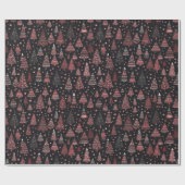Papier Cadeau Noël Arbres Rouge Blanc Noir Noir Noël (Plat)