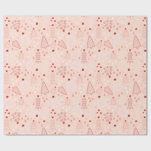 Papier Cadeau Noël Arbres Snowflake Light Orange Noël (Plat)