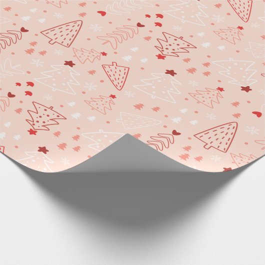 Papier Cadeau Noël Arbres Snowflake Light Orange Noël (Coin)