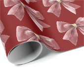 Papier Cadeau Noël Arc Rouge Or (Coin rond)