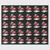 Papier Cadeau Noël : Art original : Champignons, houx, neige (Plat)
