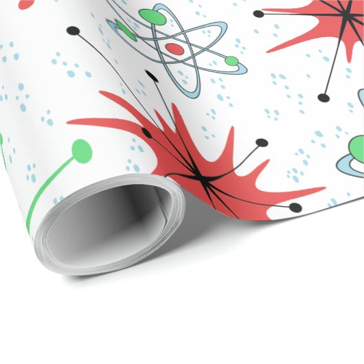 Papier Cadeau Noël atomique rétro (Coin rond)