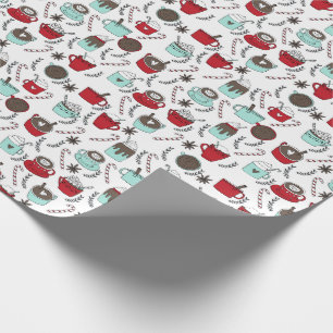 Papier Cadeau Noël au chocolat chaud à la menthe poivrée